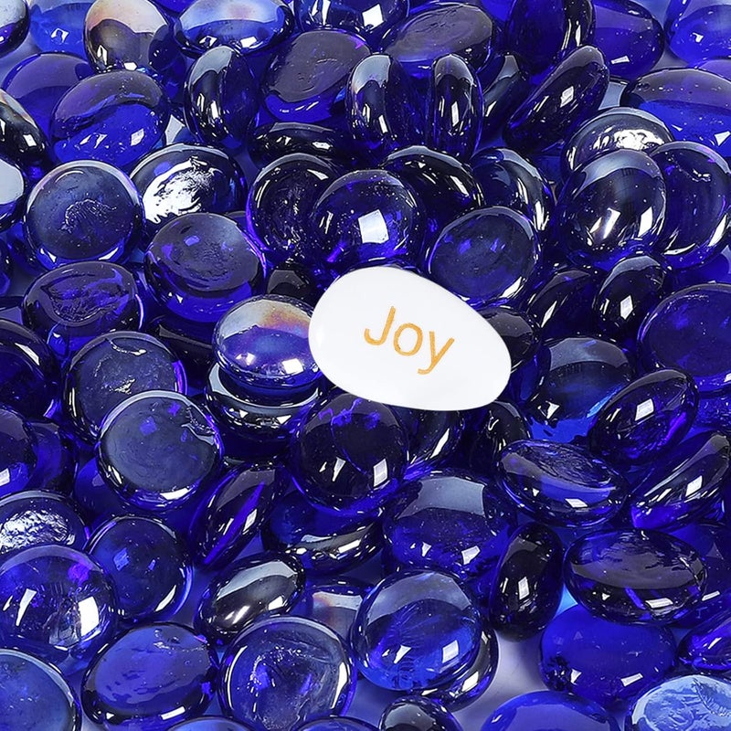 Ausluru 11LB Fire Glass Beads and Marbles for Outdoor Fire Pit and Fireplace, Glass Gemstones for Vase Filler, Aquariums, Hydroponics Plants, Home Decor and DIY Craft, Cobalt - Image 1
